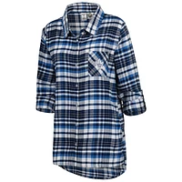 Women's Concepts Sport Blue Toronto Maple Leafs Mainstay Flannel Full-Button Long Sleeve Nightshirt