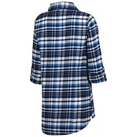 Women's Concepts Sport Blue Toronto Maple Leafs Mainstay Flannel Full-Button Long Sleeve Nightshirt