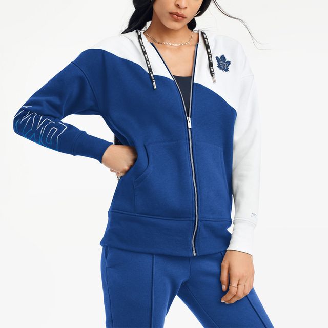 Chandail à capuchon glissière pleine longueur Gina des Maple Leafs de Toronto DKNY Sport pour femme, bleu - Veste