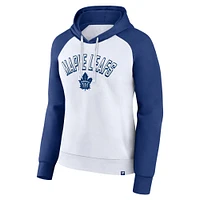 Women's Fanatics Blue/White Toronto Maple Leafs Indispensable Raglan Pullover Hoodie
