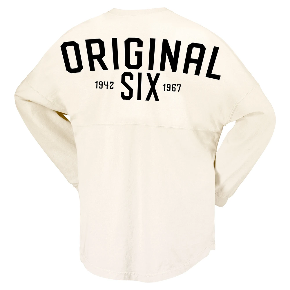 T-shirt à manches longues en jersey Spirit six lacets Original Toronto Maple Leafs de Fanatics pour femmes