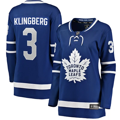 Maillot de joueur échappé à domicile des Maple Leafs Toronto Fanatics John Klingberg bleu pour femmes