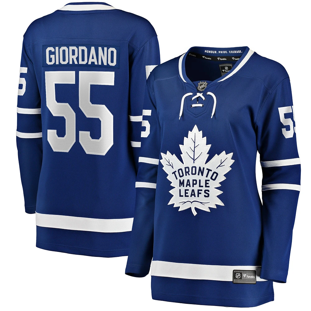 Maillot de joueur échappé à domicile des Maple Leafs Toronto Fanatics Mark Giordano bleu pour femmes