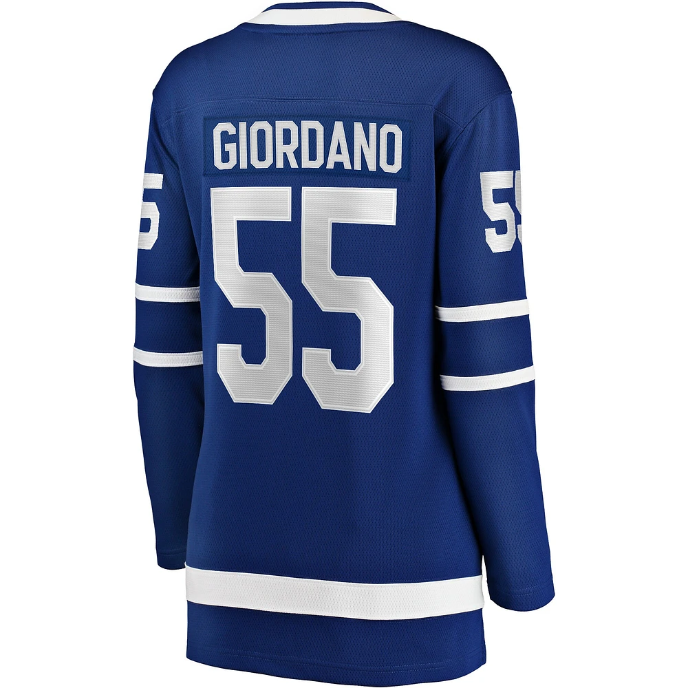 Maillot de joueur échappé à domicile des Maple Leafs Toronto Fanatics Mark Giordano bleu pour femmes