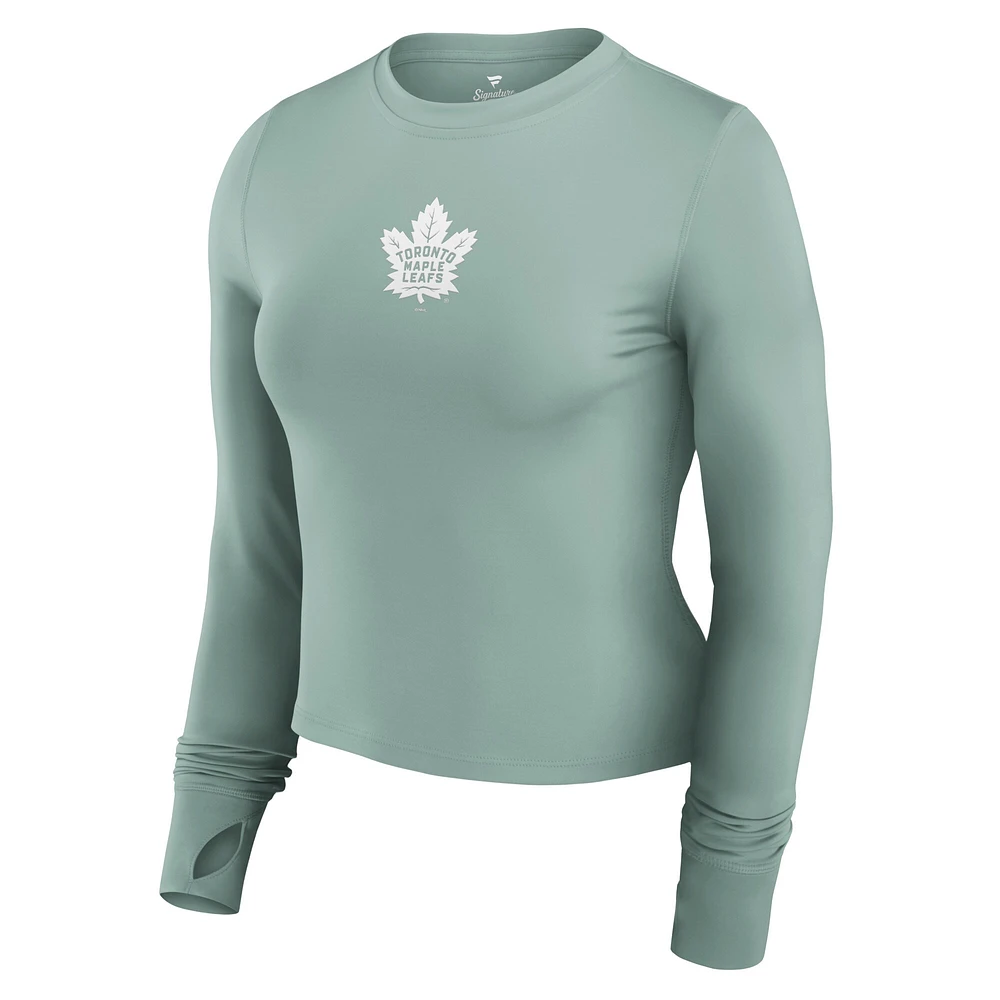 Women's Fanatics Olive Toronto Maple Leafs Studio Fitted Long Sleeve Gym Top