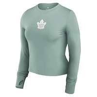 Women's Fanatics Olive Toronto Maple Leafs Studio Fitted Long Sleeve Gym Top
