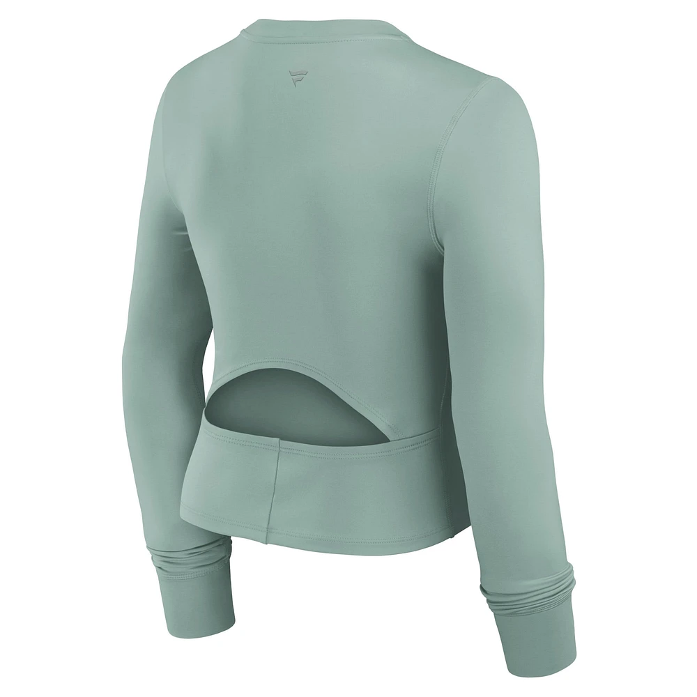 Women's Fanatics Olive Toronto Maple Leafs Studio Fitted Long Sleeve Gym Top