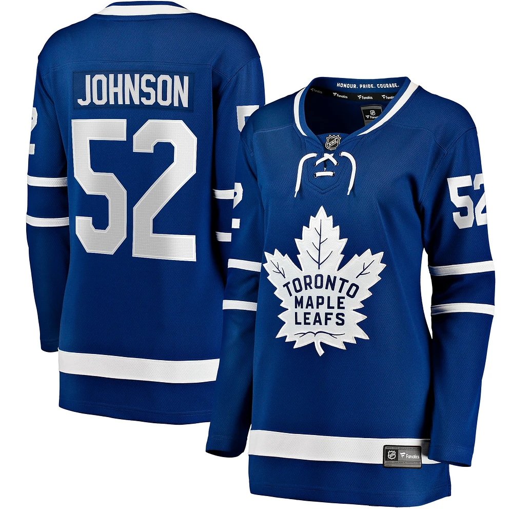 Maillot de joueur échappé à domicile bleu des Maple Leafs Toronto Reese Johnson pour femmes Fanatics