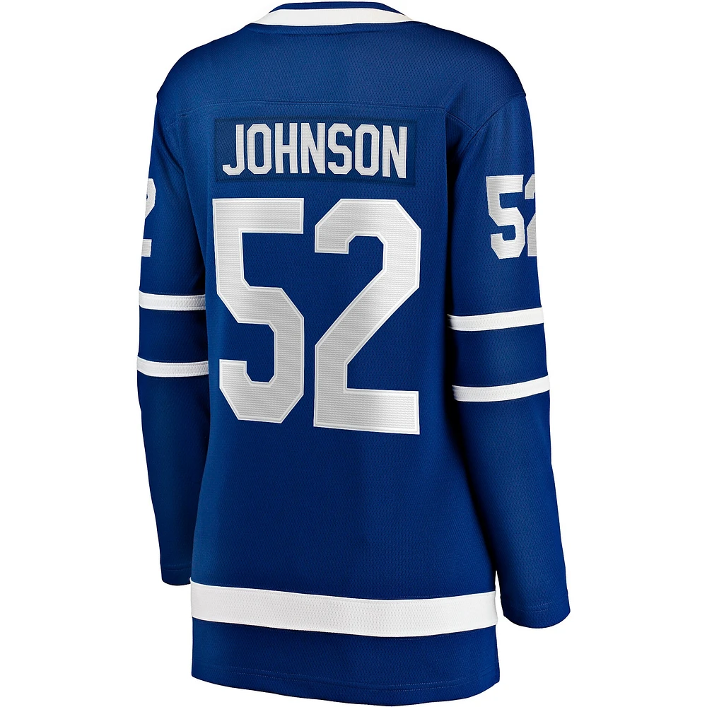 Maillot de joueur échappé à domicile bleu des Maple Leafs Toronto Reese Johnson pour femmes Fanatics