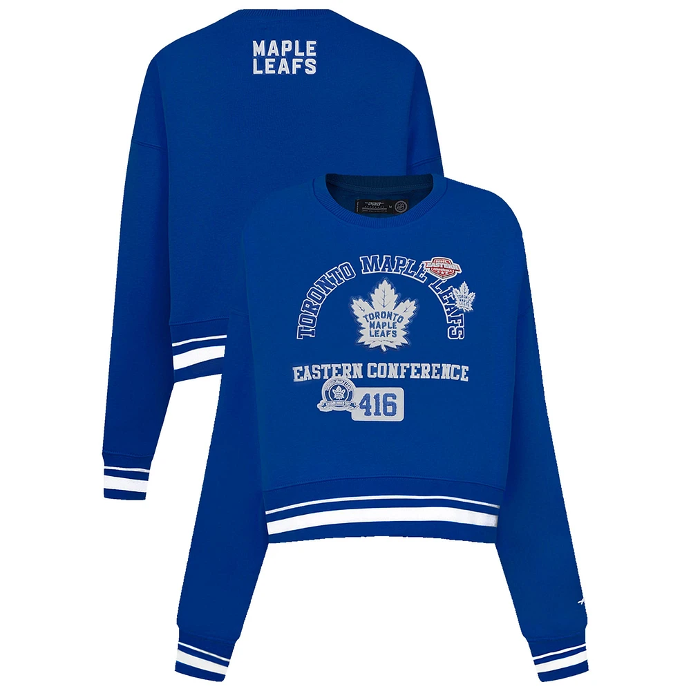 Women's Pro Standard Blue Toronto Maple Leafs Area Code Cropped Pullover Sweatshirt