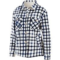 Women's WEAR by Erin Andrews Oatmeal Toronto Maple Leafs Plaid Button-Up - Shirt Jacket