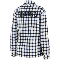 Women's WEAR by Erin Andrews Oatmeal Toronto Maple Leafs Plaid Button-Up - Shirt Jacket