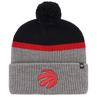 Men's '47 Black/Gray Toronto Raptors Split Shadow Cuffed Knit Hat with Pom