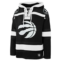 Men's '47 Black Toronto Raptors Ice Lace-Up Pullover Hoodie