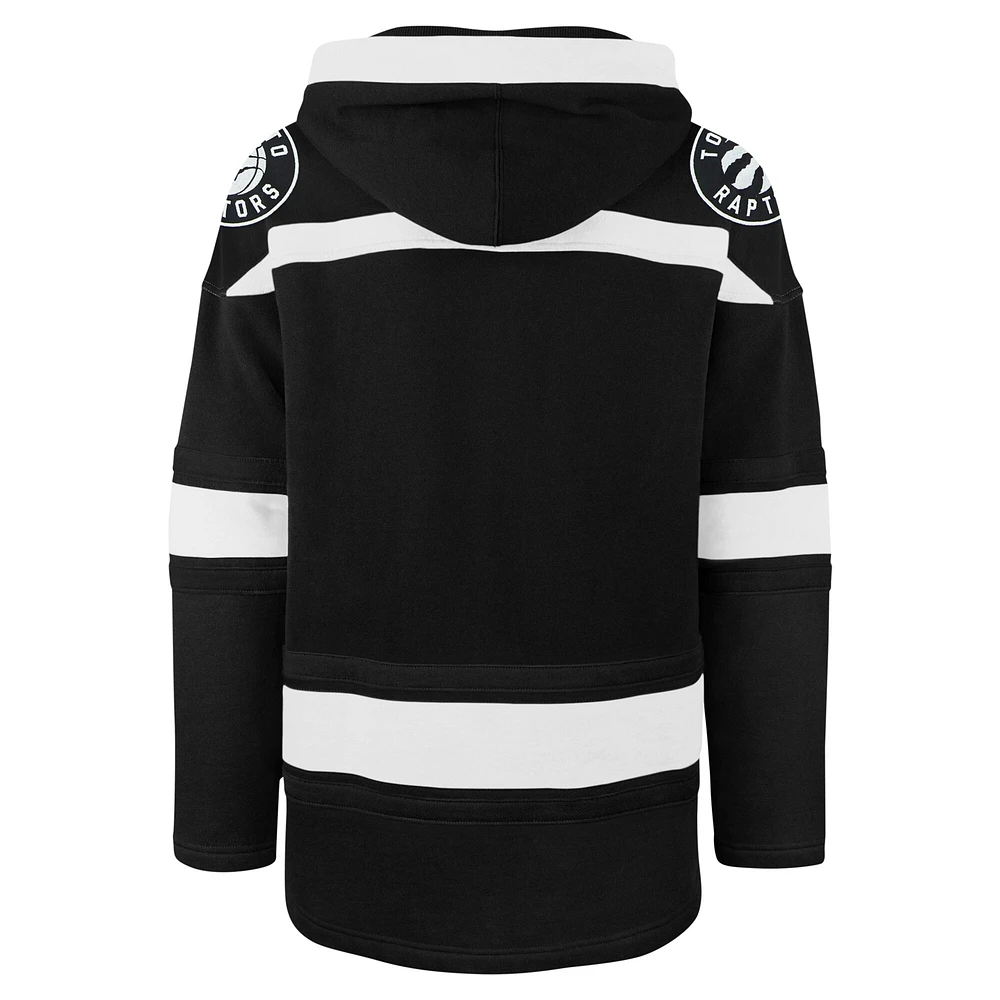 Men's '47 Black Toronto Raptors Ice Lace-Up Pullover Hoodie