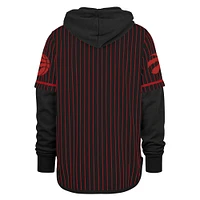 Men's '47 Black Toronto Raptors Pinstripe Double Header Pullover Hoodie
