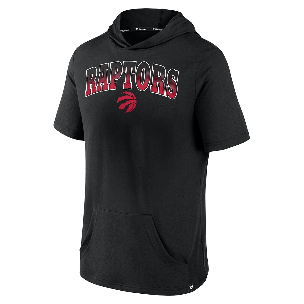 Men's Fanatics Black Toronto Raptors Logo Shot - Short Sleeve Pullover Hoodie