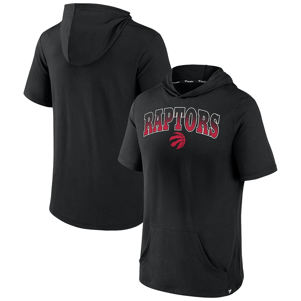 Men's Fanatics Black Toronto Raptors Logo Shot - Short Sleeve Pullover Hoodie