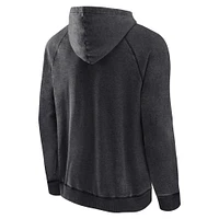 Men's Fanatics Heather Charcoal Toronto Raptors Foul Trouble Snow Wash Raglan Pullover Hoodie