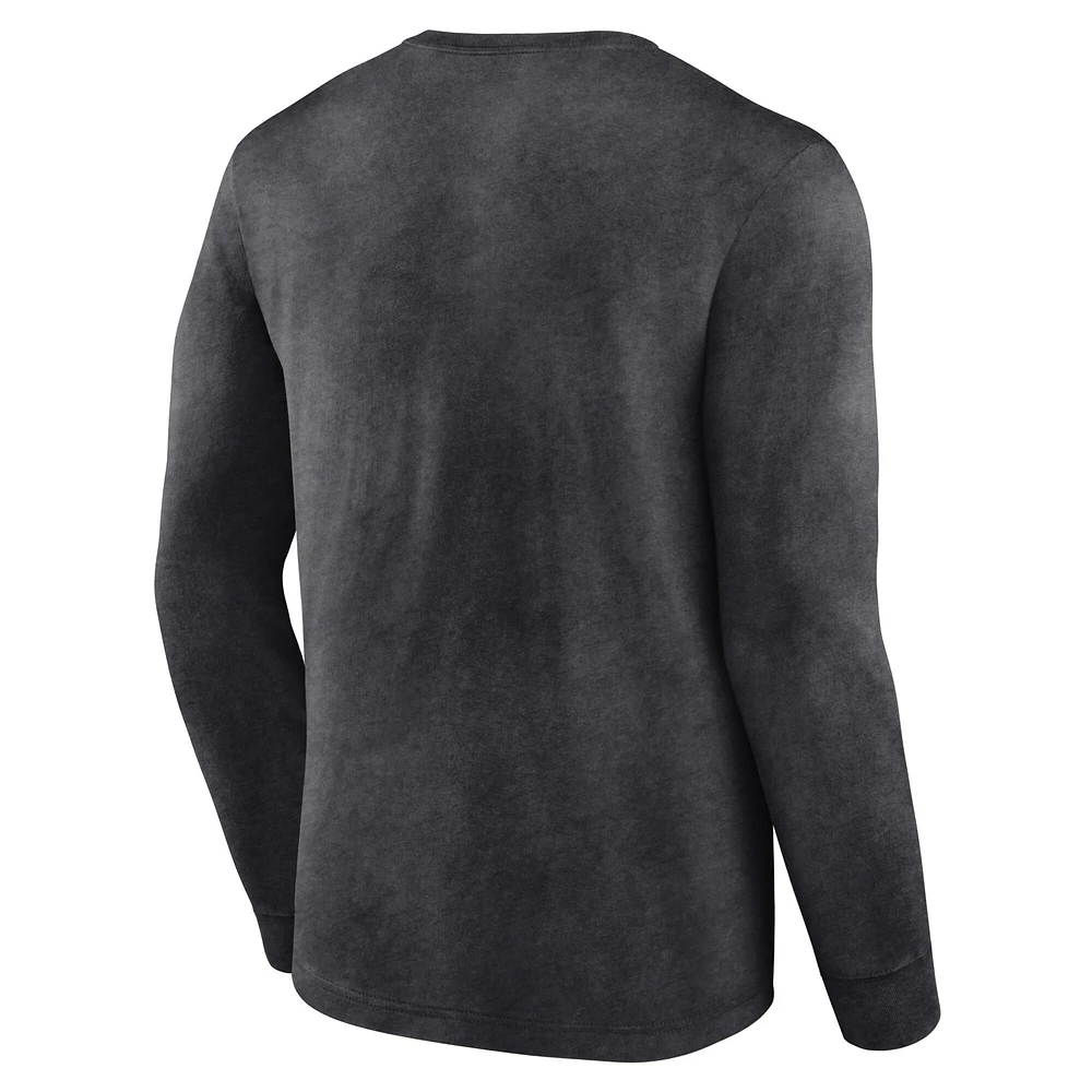Men's Fanatics Heather Charcoal Toronto Raptors Front Court Press Snow Wash Long Sleeve T-Shirt