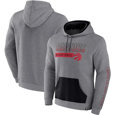 Men's Fanatics Heathered Gray Toronto Raptors Off the Bench Colorblock - Pullover Hoodie