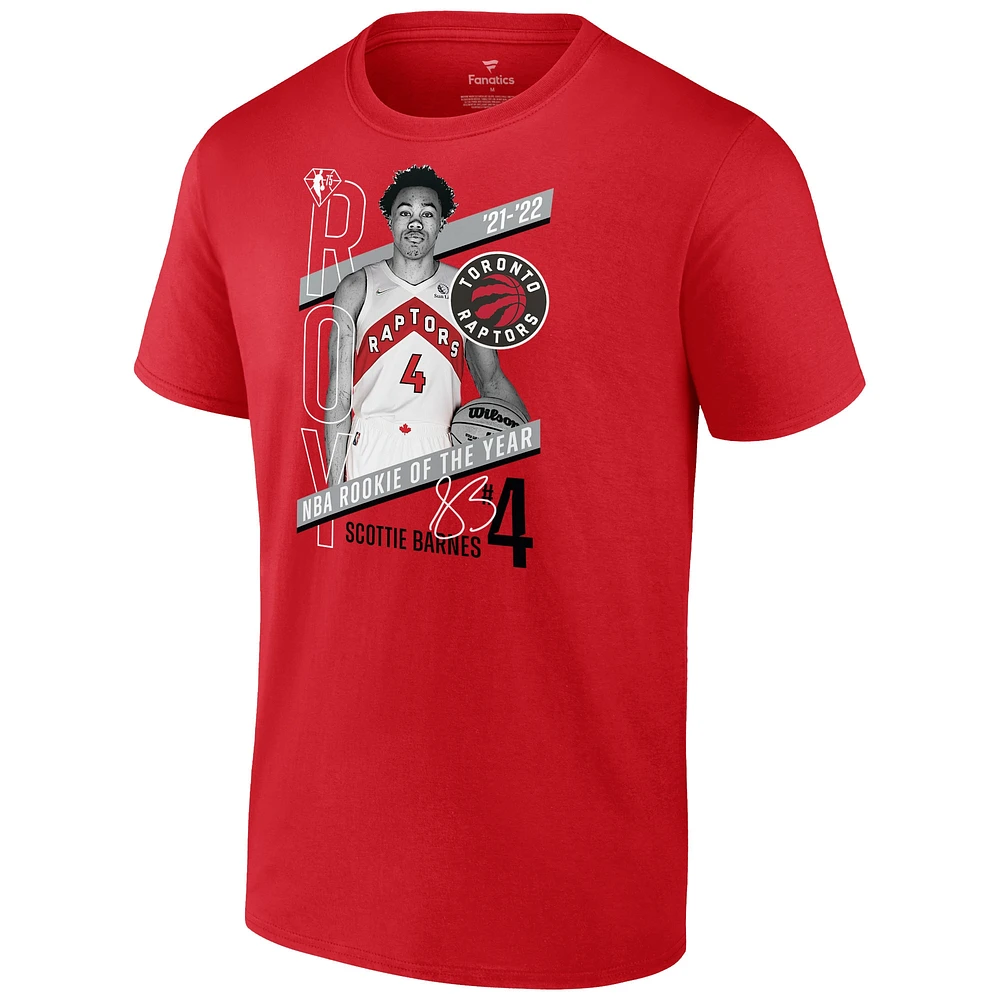 Men's Fanatics Scottie Barnes Red Toronto Raptors 2022 NBA Rookie of the Year T-Shirt