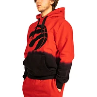 Men's FISLL Red Toronto Raptors Black Dip-Dye - Pullover Hoodie