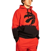 Men's FISLL Red Toronto Raptors Black Dip-Dye - Pullover Hoodie