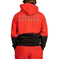 Men's FISLL Red Toronto Raptors Black Dip-Dye - Pullover Hoodie