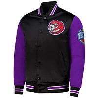 Men's Mitchell & Ness  Black Toronto Raptors Hardwood Classic Primetime Full-Snap Satin Jacket