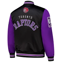 Men's Mitchell & Ness  Black Toronto Raptors Hardwood Classic Primetime Full-Snap Satin Jacket