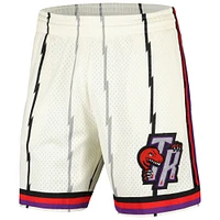 Men's Mitchell & Ness Cream Toronto Raptors Chainstitched Swingman Shorts