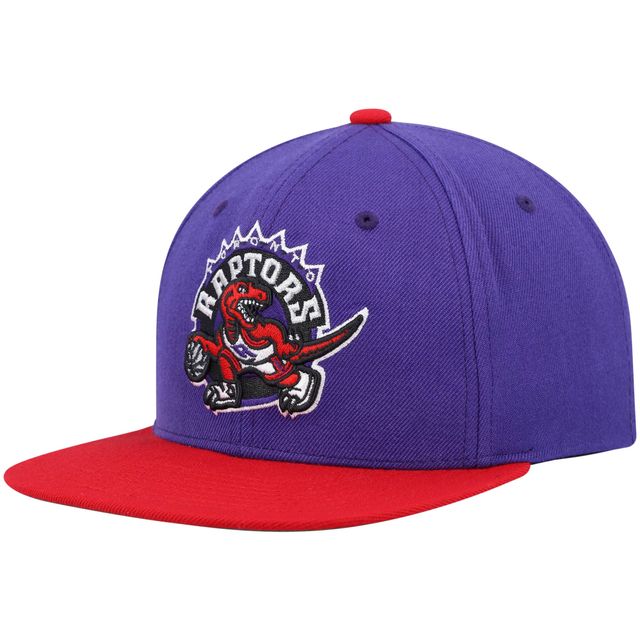 Casquette Snapback bicolore 2.0 pour hommes Mitchell & Ness violet/rouge des Raptors de Toronto Hardwood Classics Team