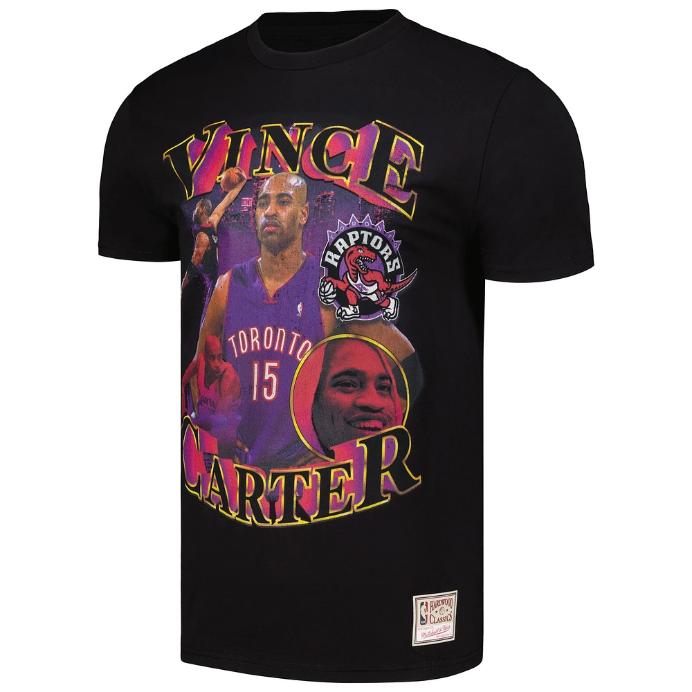 Men's Mitchell & Ness Vince Carter Black Toronto Raptors Hardwood Classics Collage T-Shirt