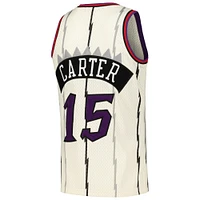 Men's Mitchell & Ness Vince Carter Cream Toronto Raptors Chainstitch Swingman Jersey