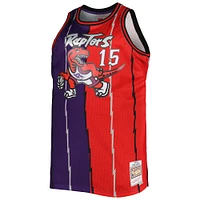 Men's Mitchell & Ness Vince Carter Purple/Red Toronto Raptors Big Tall Hardwood Classics 1998/99 Split Swingman Jersey