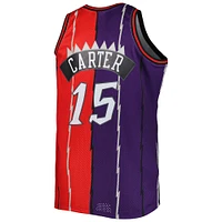 Men's Mitchell & Ness Vince Carter Purple/Red Toronto Raptors Big Tall Hardwood Classics 1998/99 Split Swingman Jersey