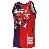 Men's Mitchell & Ness Vince Carter Purple/Red Toronto Raptors Hardwood Classics 1998/99 Split Swingman Jersey