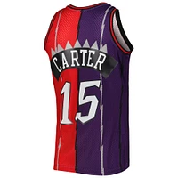 Men's Mitchell & Ness Vince Carter Purple/Red Toronto Raptors Hardwood Classics 1998/99 Split Swingman Jersey