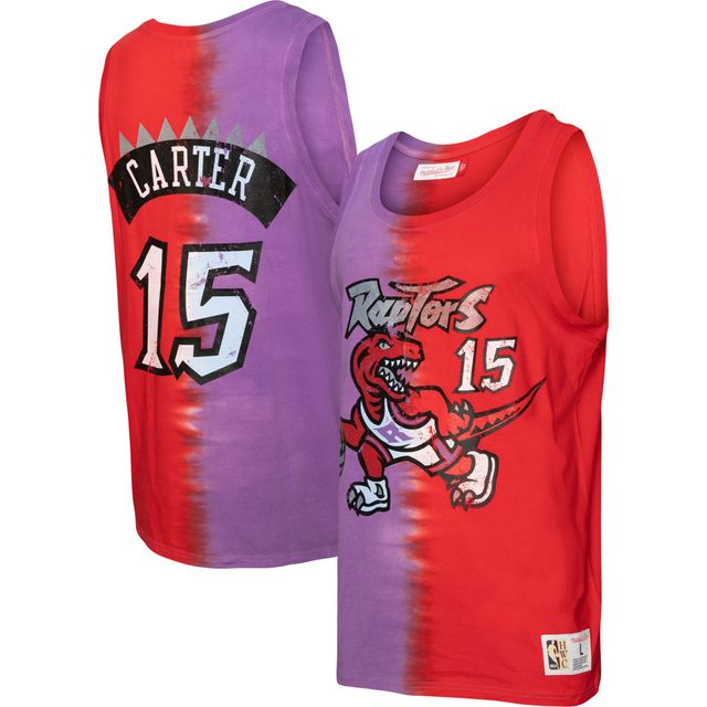 Mitchell & Ness Vince Carter pour homme Violet/Rouge Toronto Raptors Hardwood Classics Tie-Dye Nom et numéro - Débardeur