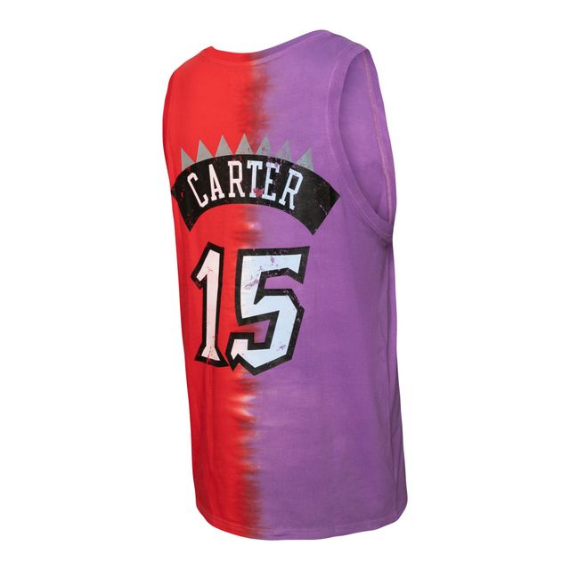Mitchell & Ness Vince Carter pour homme Violet/Rouge Toronto Raptors Hardwood Classics Tie-Dye Nom et numéro - Débardeur
