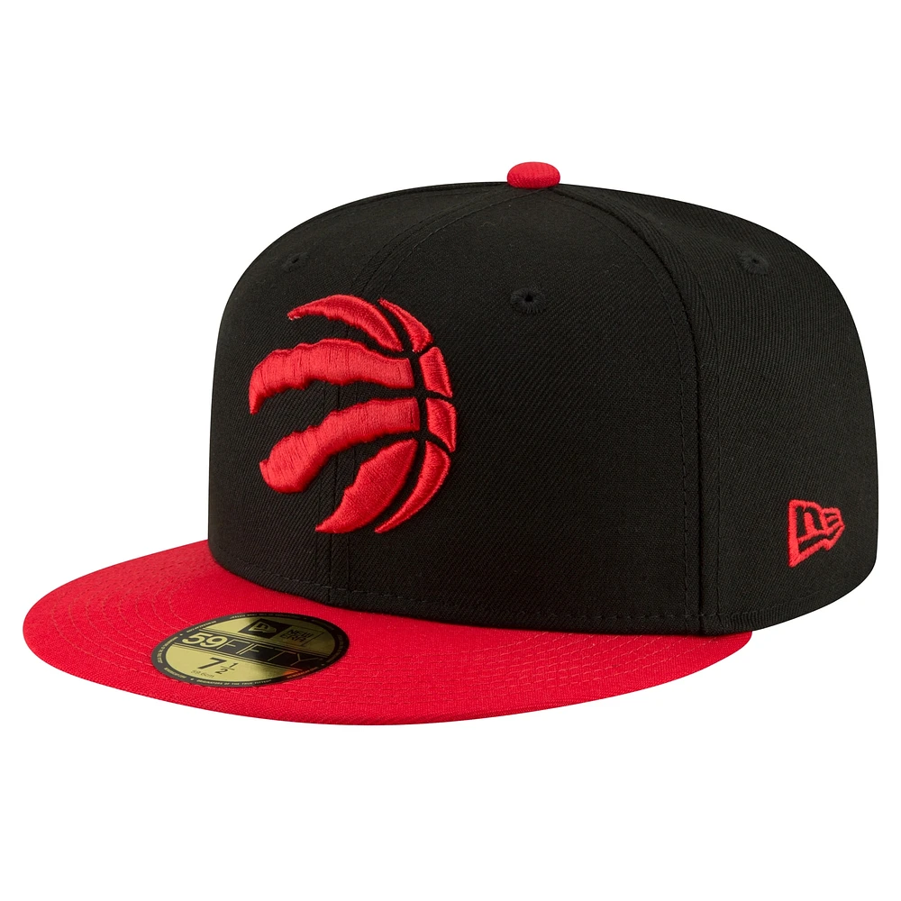 Casquette ajustée 59FIFTY 2 tons New Era pour hommes, noir/rouge, Toronto Raptors