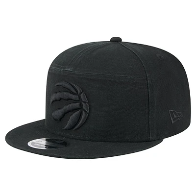Men's New Era Black Toronto Raptors Adventure Canvas Split Panel 9FIFTY Snapback Hat