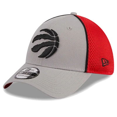 Casquette flexible bicolore 39THIRTY à passepoil New Era pour hommes, gris/rouge, Toronto Raptors