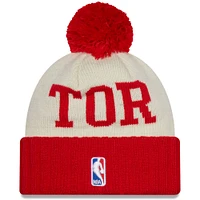 Men's New Era Red/Cream Toronto Raptors 2022 NBA Draft - Cuffed Knit Hat with Pom