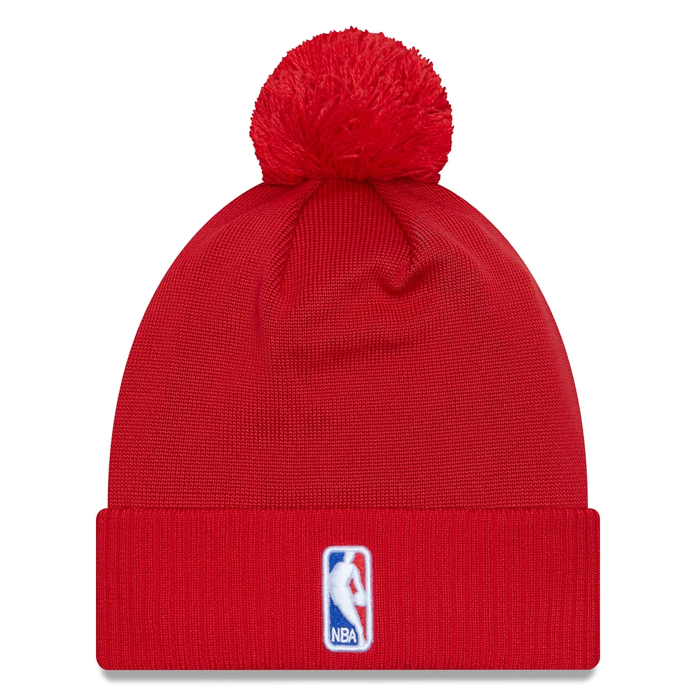 Men's New Era Red Toronto Raptors 2023 NBA Draft Cuffed Knit Hat with Pom