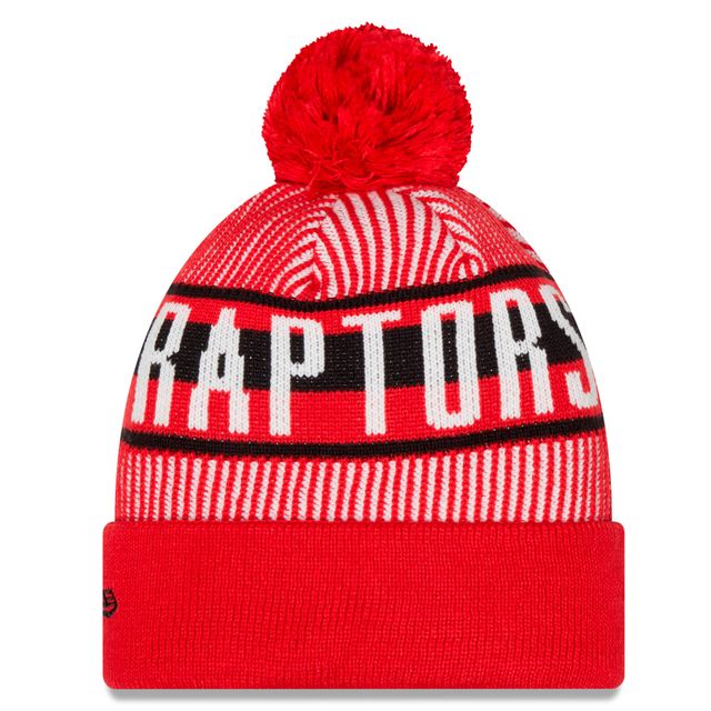 NWC RAPTRS ROUGE NBA NWC AUTOMNE 22 TRICOT À REVERS RAYÉ AVEC POM CA HATMENPOM