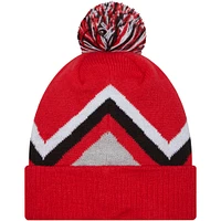 Men's New Era Red Toronto Raptors Zig Zag Cuffed Knit Hat with Pom