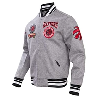 Men's Pro Standard Gray Toronto Raptors Crest Emblem Wool Varsity Full-Zip Jacket
