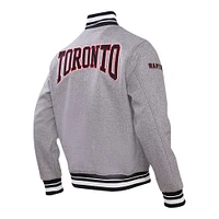 Men's Pro Standard Gray Toronto Raptors Crest Emblem Wool Varsity Full-Zip Jacket